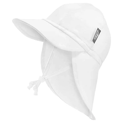 Imagen de JAN &amp; JUL Sombrero de sol para bebé y niño pequeño con cuerdas, blanco, 6 24 meses