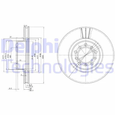 Imagen de DELPHI BG2372 Disco de freno 300 28 5 ventilado aceitado sin procesar cojinete rueda, anillo sensor ABS MERCEDES BENZ: Clase S Berlina