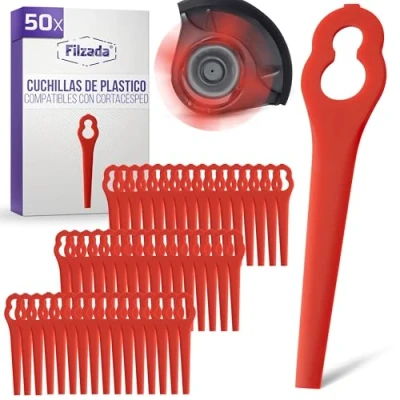 Imagen de Filzada 50x Juego de Cuchillas Recambio Compatible con Repuestos Desbrozadora Einhell Bateria