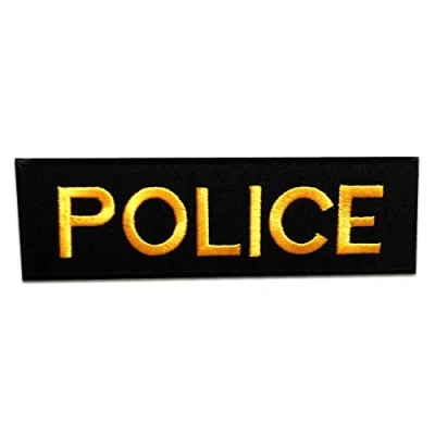 Imagen de Police Policía Logo Parches Termoadhesivos Bordados Aplique Para Ropa, Tamaño: 12,5 x 4 cm