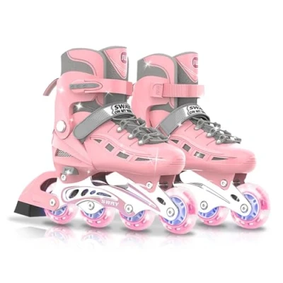 Imagen de OLYSPM Patines en Linea Ajustables para niños y Adultos,Rodamiento de ABEC 7,Flash Ruedas,Patines Mujer,Patines Hombre