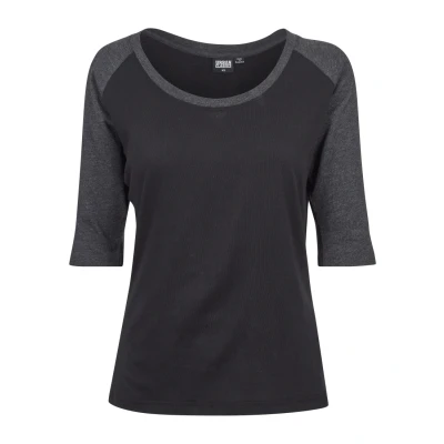Imagen de Urban Classics Ladies 3/4 Contrast Raglan TEE Camiseta estampada, Mujer, Talla: Medium, Black/dark grey