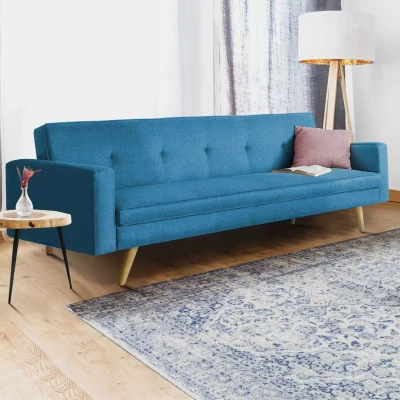 Imagen de Sofá cama escandinavo de 3 plazas LARS, azul pato
