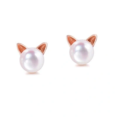Imagen de Baobei Pendientes de gato para mujer, oro rosa, plata ley 925, con circonita cúbica, niñas, regalo cumpleaños amistad, joyería Cristal, Perlas