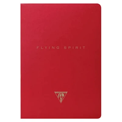 Imagen de Clairefontaine ES Cuaderno Flying Spirit Red con costuras textiles 14,8x21cm 96p rayado patrones surtidos 90g papel marfil