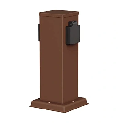 Imagen de ledscom.de Columna de Toma Corriente Polly para Exterior, IP44, 2 vías, Acero Inoxidable, marrón, Angular, 27 cm, jardín, Torre