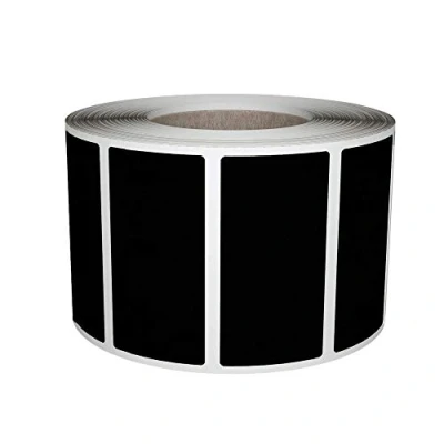 Imagen de Royal Green Rollo de 500 Etiquetas Adhesivas Negras Rectangulares (4 x 1,9 cm) Pegatinas para Escribir en Superficie (40 19 mm)