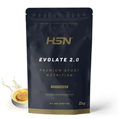 Imagen de Aislado de Proteína Suero HSN Evolate 2.0 Sabor Natillas 2 Kg = 67 Tomas por Envase Whey Protein Isolate CFM + Enzimas Digestivas No GMO, Vegetariano, Sin Gluten ni Soja