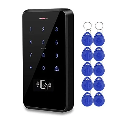 Imagen de HFeng Exterior IP68 Impermeable Teclado RFID Sistema de Control Acceso Táctil Lector Tarjetas WG26 / 34 + 10 piezas 125KHz EM4100 Llaveros