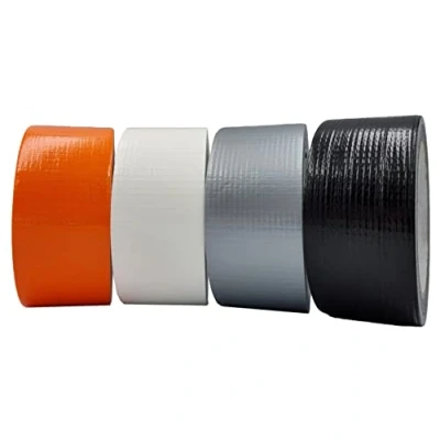 Imagen de ACIT Kit de cinta americana colores, un rollo para cada color (negro, gris, blanco, naranja), adhesiva lona fuerte, cintas americanas extra power