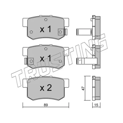 Imagen de TRUSTING 176.0 Juego de pastillas freno con avisador acústico desgaste HONDA: CIVIC 7 Hatchback, CR V 2, FR V, SUZUKI: SX4 I SWIFT 3