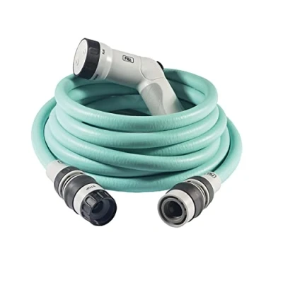 Imagen de FITT IKON 15 m Manguera de Agua Jardín, Extensible, Compacta, Ligera y Lista para Usar, con Pistola Multichorro, Aguamarin