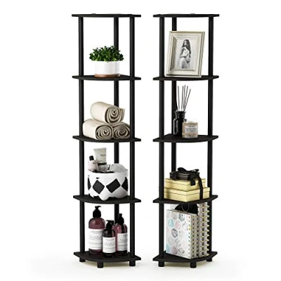 Imagen de Furinno Estante De Exhibición Multipropósito Compacto 3 Niveles Turn N Tube con Tubo Clásico, Espresso / Negro