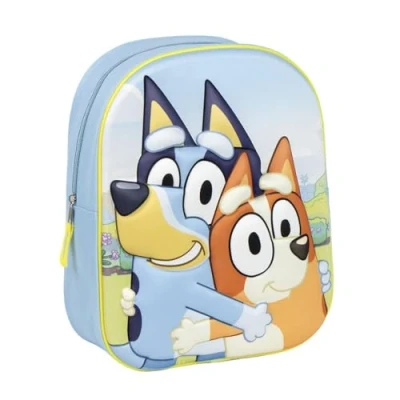 Imagen de Mochila Escolar Infantil de Bluey Color Azul 25x31x10 cm Fabricada en Poliéster y EVA Pequeña 3D con Cierre Cremallera Asas Regulables Producto Original Diseñado España