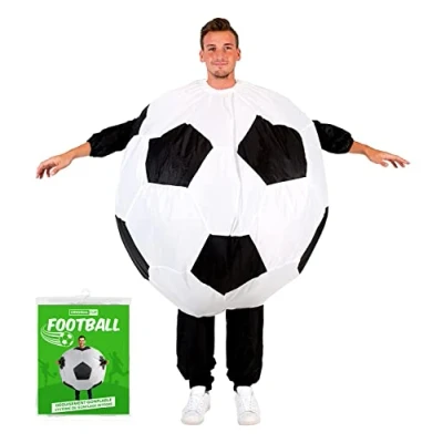 Imagen de AirSuit® Disfraz de Balón Fútbol Hinchable Globo Tamaño Adulto Poliéster Cómodo Resistente Sistema Inflado Incluido OriginalCup®