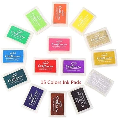 Imagen de Almohadillas de Tinta Sello,Lavable 15 Colores No Tóxico Almohadilla para Sello Tampón Niños utilizar Con los Dedos,Tarjetas,Para Manualidades,Sellos Caucho