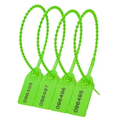 Imagen de Lzbignun 100 sellos de seguridad plástico numerados para extintores incendios, pestañas desechables con autobloqueo (verde)