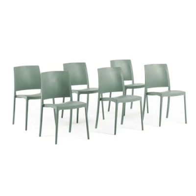 Imagen de SIEDITI FUORI E DENTRO Sillas apilables de polipropileno con fibra vidrio para exterior/jardín o interior, impermeables y resistentes, diseño moderno minimalista Maria (6, verde salvia)