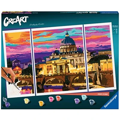 Imagen de Ravensburger Roma, Pintar por Numeros Adultos, Niños +14 años, Lienzos para 80x50cm, Incluye Kit de y Pincel, CreArt Serie Premium B, Triptico