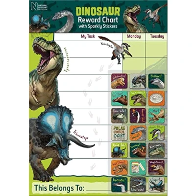 Imagen de Paper Projects History Museum recompensas de Dinosaurios del Museo Historia Natural Incluye 56 calcomanías Brillantes La Tabla Colorida se Limpia con un paño, 29.7cm x 42cm (01.70.30.027)
