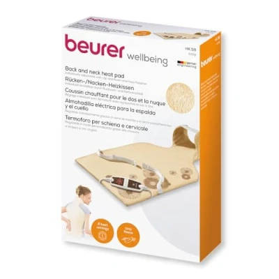Imagen de Beurer HK 58 LED Almohadilla electrónica cervical / dorsal, funda lavable, 62 x 42 cm, color crema
