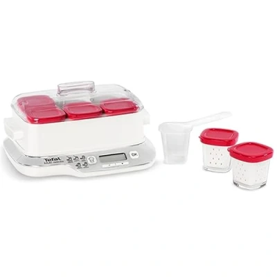 Imagen de Tefal Multidelices Express YG6601 Yogurtera Eléctrica con 5 Programas y Función Exprés de 4 Horas, Incluye 6 Vasos Tapa, Bandeja Libro Recetas, para Hacer Yogures Artesanos