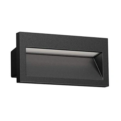 Imagen de ledscom.de Aplique empotrable LED NOLA, downlight para exteriores, IP54, negro mate, 140 x 70mm, blanco cálido, balcón, entrada de coches, carport, luz escalera, lámpara