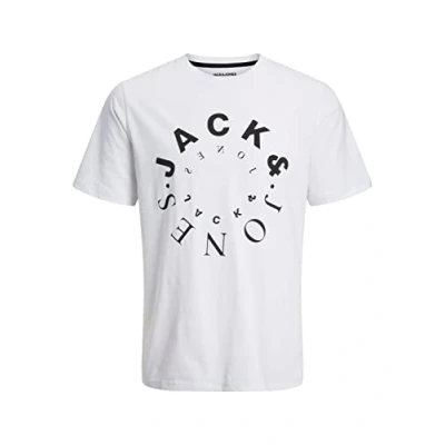 Imagen de JACK &amp; JONES Jjwarrior tee SS Crew Neck Camiseta, Blanco. Estampado: Grande, S para Hombre