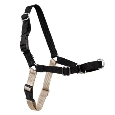Imagen de PetSafe Easy Walk Arnés para Perros, Correa de 1,8 m, Talla L, Color Negro y Beis