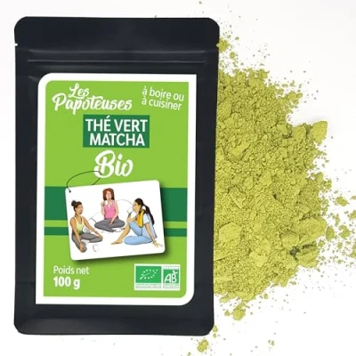 Imagen de LES PAPOTEUSES Polvo de té verde Matcha Bolsa plana 100g chino Certificado orgánico y comercio justo.