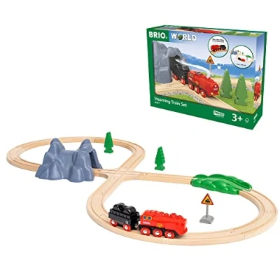 Imagen de BRIO WORLD Set ferroviario con Tren de vapor, Circuito Accesorios, 24 Piezas, Edad 3+ Años