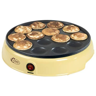 Imagen de Bestron Poffertjes Maker in Retro Design, Mini Pancake Maker, con revestimiento antiadherente, Sweet Dreams, 800 W, Color: Amarillo
