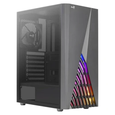 Imagen de Caja Pc Atx Aerocool Deltabkv1, Frontal Rgb, Cristal Tempaldo, Ventilador 12cm, Negro