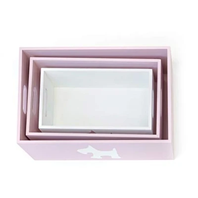 Imagen de Suárez Puppy Set de Cajas, MDF, Rosa y Blanco, 4.25x3.4x6 cm, 3