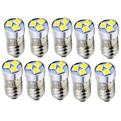 Imagen de Ruiandsion 10 bombillas LED 3030 3SMD 3 V 6 12 E10 de repuesto para faros delanteros, linternas, luz antorcha, tierra negativa (3 V)