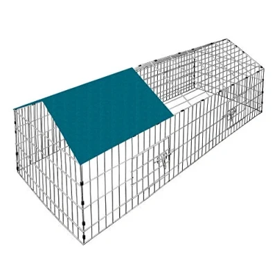 Imagen de CADOCA® Jaula para Conejos Recinto Animales Pequeños 180x175cm Corral de Acero 2 Puertas Parasol Verde Desmontable