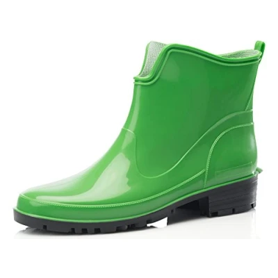 Imagen de Ladeheid Botines de Agua en PVC para Mujer Botas Lluvia Impermeables Caucho Zapatos Goma Mujeres Primavera Wellington Boots Cortas LA 930 (Verde, 38 EU)