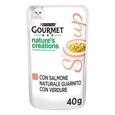 Imagen de Purina Gourmet Nature&#039;s Creations Soup Húmedo Gatos Salmón Natural Adornado con Verduras, 32 Sobres de 40 g