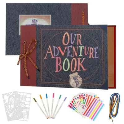 Imagen de AIOR Álbum de Fotos Adventure Book, DIY Album Fotografico Scrapbook 80 Páginas (40 Hojas), Libro Invitados Boda Aniversario Regalos Originales para Mujer Hombre (B)