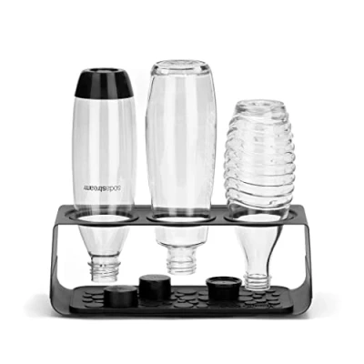 Imagen de SodaStream Escurridor de Botellas Premium Acero Inoxidable, Compatible con Todas Las Negro Mate, 34,6 x 14,8 12,6 cm