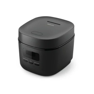 Imagen de Mini olla arrocera Philips Serie 3000 0,54 L, revestimiento Bakuhanseki de 5 capas, modo cocción rápida en 30 minutos, menús automáticos, negro (HD3080/80)