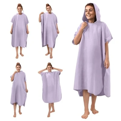 Imagen de JEMIDI Poncho surf Con capucha Ponchos de microfibra unisex Para mujer y hombre adulto cambiador playa natación bolsa transporte Talla L/XL
