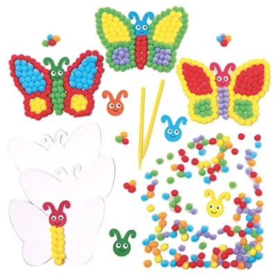 Imagen de Baker Ross FC809 Kit Mariposa con Pompones Multicolor Set de 5, bolso para niños