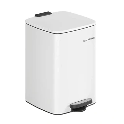 Imagen de SONGMICS Cubo de Basura, Basura 20 L, Cocina Acero Inoxidable, con Interior, Cierre Suave y Permanece Abierto, Blanco Nube LTB592W02