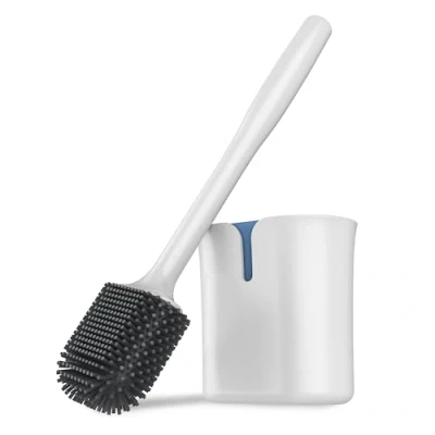 Imagen de MR.SIGA Escobillero y Portaescobillas, con cerdas de TPR duraderas Flexibles, Pared para la Limpieza del baño, Blanco, 1 Pack