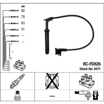 Imagen de NGK 8571 Juego de Cables Encendido 4 FORD: FIESTA 3, ESCORT 4, 5 Cabriolet