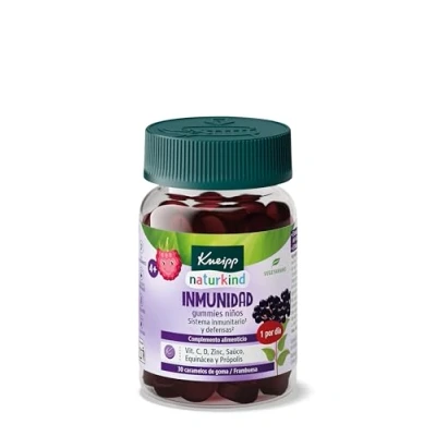 Imagen de Kneipp Gummies Niños Inmunidad, Vitaminas D y C, Zinc, Saúco, Equinácea Própolis, Sistema Inmunitario, Defensas, Sabor Frambuesa, 30 Gominolas