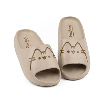 Imagen de Pusheen The Cat Sliders Chicas Sandalias marrones para niños de dibujos animados Tabby Character Beachwear Summer Swimwear Calzado Zapatos
