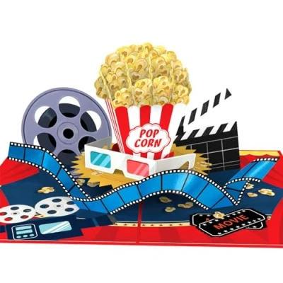 Imagen de papercrush® tarjeta de felicitación pop up para cine 3D veladas o como paquete cupones cine, cumpleaños con palomitas, idea regalo el 18º