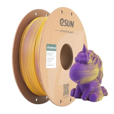 Imagen de eSUN Dual Colour Mate Filamento, Filamento PLA 1.75mm, Color Sin Brillo, Textura Esmerilada, Carrete de 1KG (2.2 LBS) Impresión 3D para Impresoras 3D,Violeta Amarillo